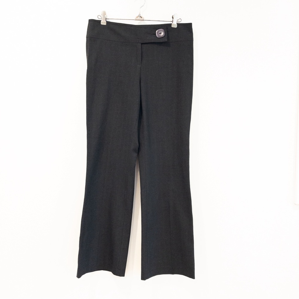 Thalian Petites Dark Grey Stretch Shimmer Flare Dress Pants Trousers 8 Petite